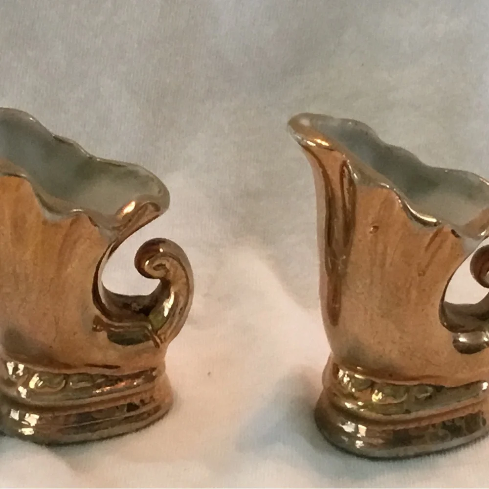 Vintage Gold Ceramic Cornucopia Miniature Vases